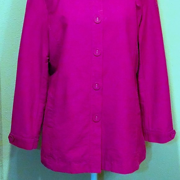 Chico’s Raspberry Fuchsia Button Front Lightweight Jacket - Picture 2 of 5